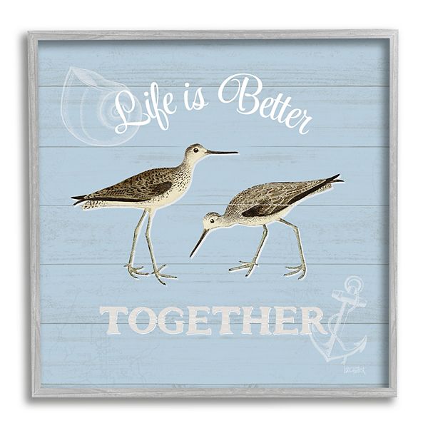 Stupell Home Decor Better Together Coastal Sandpipers Framed Wall Art