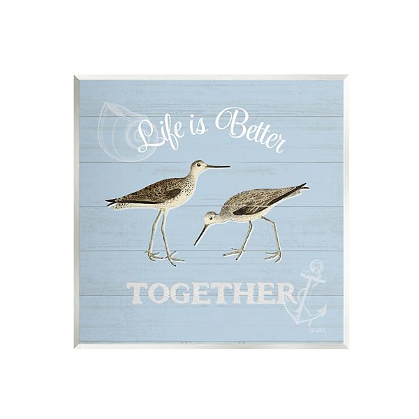 Stupell Home Decor Better Together Coastal Sandpipers Framed Wall Art