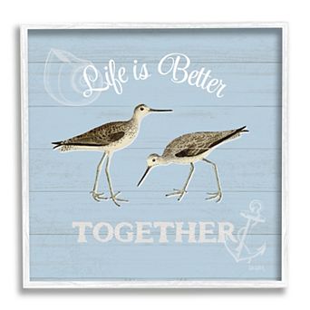 Stupell Home Decor Better Together Coastal Sandpipers Framed Wall Art