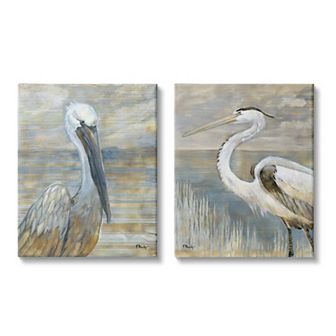 Stupell Home Decor Sea Birds Abstract Beach Canvas Wall Art Set