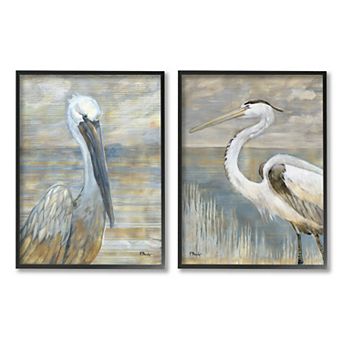 Stupell Home Decor Sea Birds Abstract Beach Framed Wall Art Set