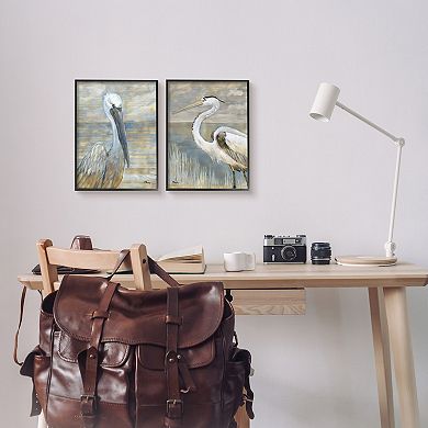 Stupell Home Decor Sea Birds Abstract Beach Framed Wall Art Set