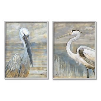 Stupell Home Decor Sea Birds Abstract Beach Framed Wall Art Set