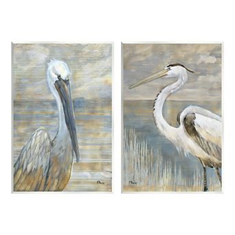 Stupell Home Decor Sea Birds Abstract Beach Plaque Wall Art Set