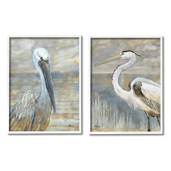 Stupell Home Decor Sea Birds Abstract Beach Framed Wall Art Set