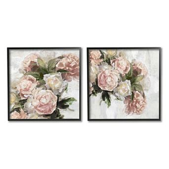 Stupell Home Decor Traditional Peony Blossoms Arrangement Framed Wall Art Set