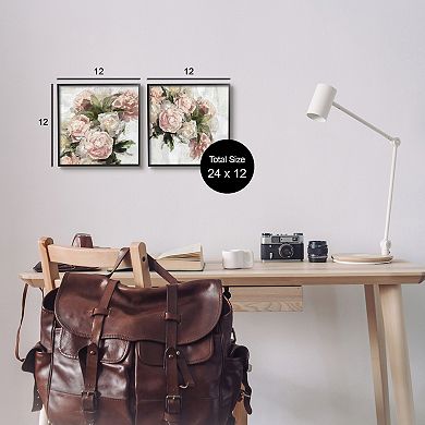 Stupell Home Decor Traditional Peony Blossoms Arrangement Framed Wall Art Set