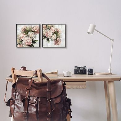Stupell Home Decor Traditional Peony Blossoms Arrangement Framed Wall Art Set