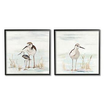 Stupell Home Decor Sandpipers Among Beach Grasses Framed Wall Art Set