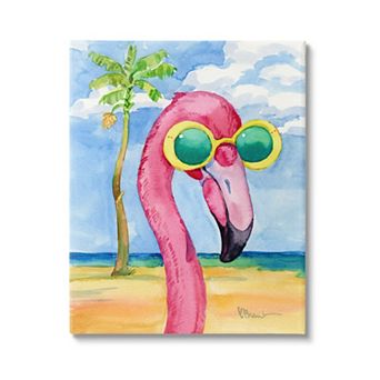 Stupell Home Decor Looking Good Flamingo Tropical Canvas Wall Art