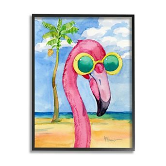 Stupell Home Decor Looking Good Flamingo Tropical Framed Wall Art