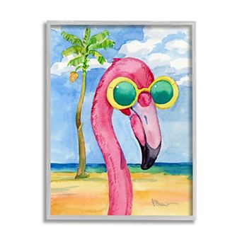 Stupell Home Decor Looking Good Flamingo Tropical Framed Wall Art