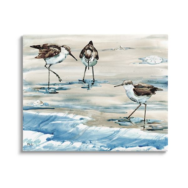 Stupell Home Decor Rockhampton Sandpipers Ocean Waves Canvas Wall Art