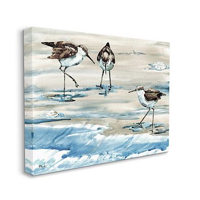 Stupell Home Decor Rockhampton Sandpipers Ocean Waves Canvas Wall Art