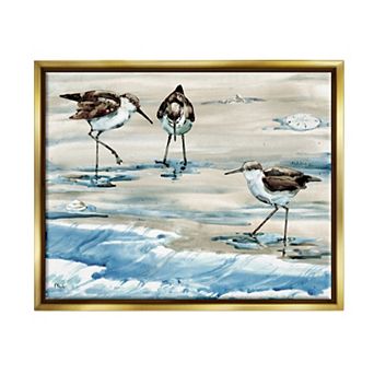 Stupell Home Decor Rockhampton Sandpipers Ocean Waves Framed Wall Art