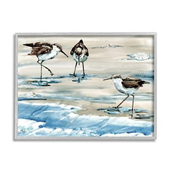Stupell Home Decor Rockhampton Sandpipers Ocean Waves Wood Framed Wall Art