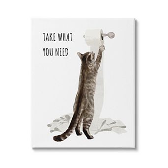 Stupell Home Decor Take What You Need Toilet Paper Cat Canvas Wall Art