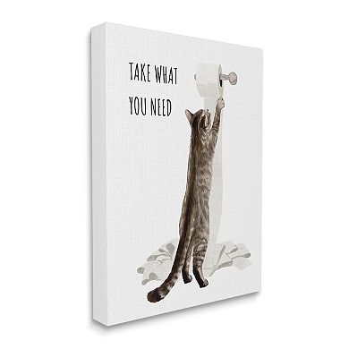 Stupell Home Decor Take What You Need Toilet Paper Cat Canvas Wall Art