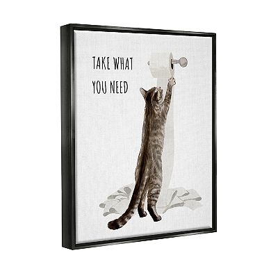Stupell Home Decor Take What You Need Toilet Paper Cat Framed Wall Art
