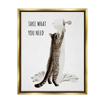 Stupell Home Decor Take What You Need Toilet Paper Cat Framed Wall Art