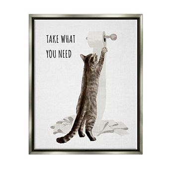 Stupell Home Decor Take What You Need Toilet Paper Cat Framed Wall Art