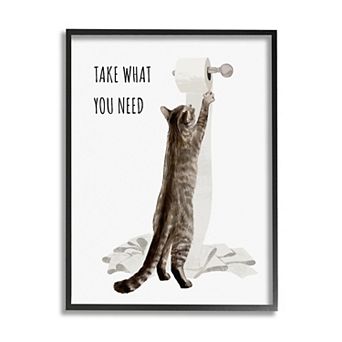 Stupell Home Decor Take What You Need Toilet Paper Cat Framed Wall Art