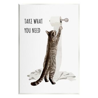 Stupell Home Decor Take What You Need Toilet Paper Cat Framed Wall Art