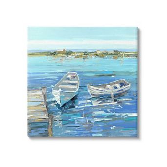 Stupell Home Decor Serene Rowboats Ocean Dock Canvas Wall Art