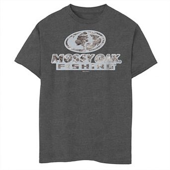 Boys 6-20 Mossy Oak Fishing Dark Aquatic Logo Graphic Tee