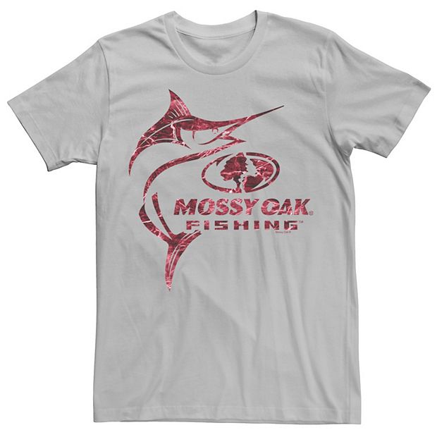 Men's Mossy Oak Swordfish Red Logo Graphic Tee Silver Large
