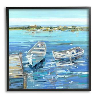 Stupell Home Decor Serene Rowboats Ocean Dock Framed Wall Art