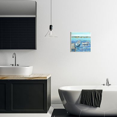 Stupell Home Decor Serene Rowboats Ocean Dock Framed Wall Art