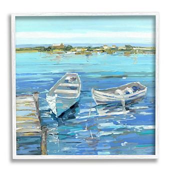 Stupell Home Decor Serene Rowboats Ocean Dock Framed Wall Art