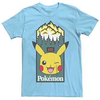 Men's Pokemon Pikachu Forest Mountains Box Face Tee