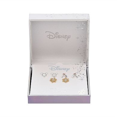 Disney's Mickey Mouse Tri-Tone Cubic Zirconia Holiday Stud Earring Trio Set