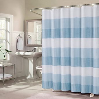 Dainty Home Waffle Weaved Ombre Striped Shower Curtain