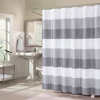 Dainty Home Waffle Weaved Ombre Striped Shower Curtain
