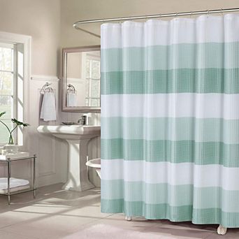 Dainty Home Waffle Weaved Ombre Striped Shower Curtain