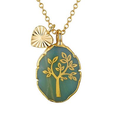 Love This Life® 14K Gold Plated Amazonite Family Tree Necklace