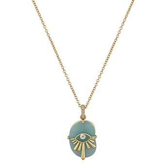 Love This Life® 14k Gold Plated Amazonite & Crystal Evil Eye Protection Necklace