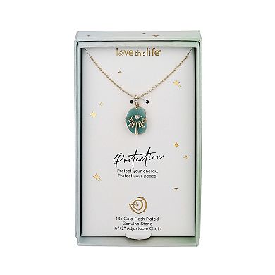 Love This Life® 14k Gold Plated Amazonite & Crystal Evil Eye Protection Necklace