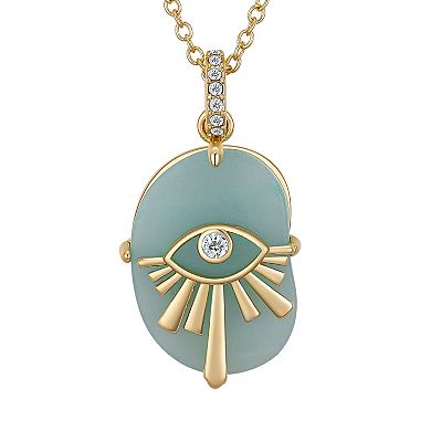 Love This Life® 14k Gold Plated Amazonite & Crystal Evil Eye Protection Necklace