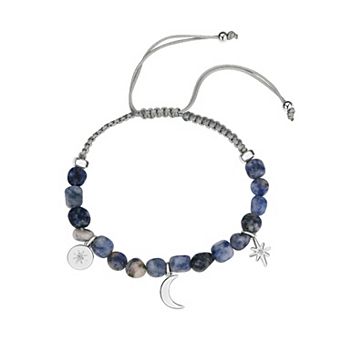 Love This Life® Fine Silver Plated Cubic Zirconia and Blue Lapis Stone Cord Bracelet