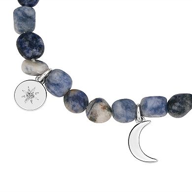 Love This Life Fine Silver Plated Cubic Zirconia and Blue Lapis Stone Cord Bracelet