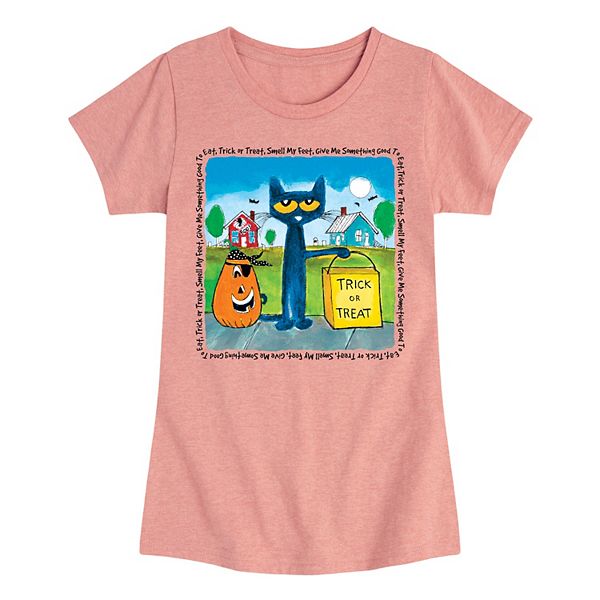 Girls 716 Pete The Cat Trick or Treat Halloween Graphic Tee