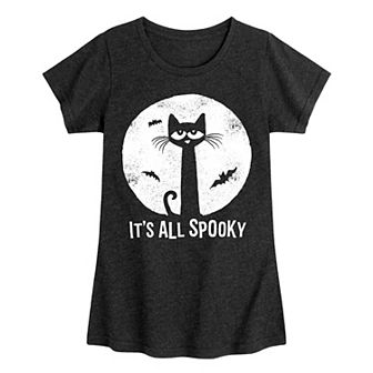 Girls 7-16 Pete The Cat Its All Spooky Moon Halloween Graphic Tee