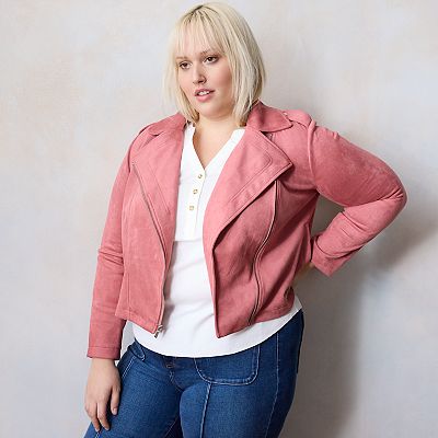 Plus Size LC Lauren Conrad Faux Suede Moto Jacket