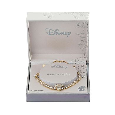 Disney's Mickey Mouse 14k Gold Flash-Plated Cubic Zirconia Bolo Bracelet