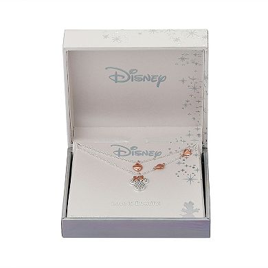 Disney's Minnie Mouse 14k Rose Gold Flash-Plated Two-Tone Crystal Heart Layered Necklace