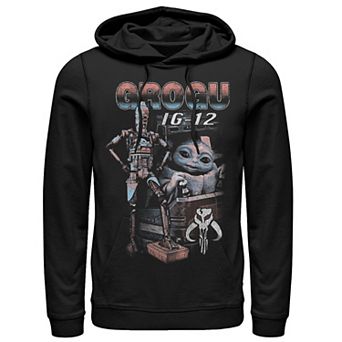 Men's Star Wars The Mandalorian Grogu IG-12 Portrait Graphic Hoodie